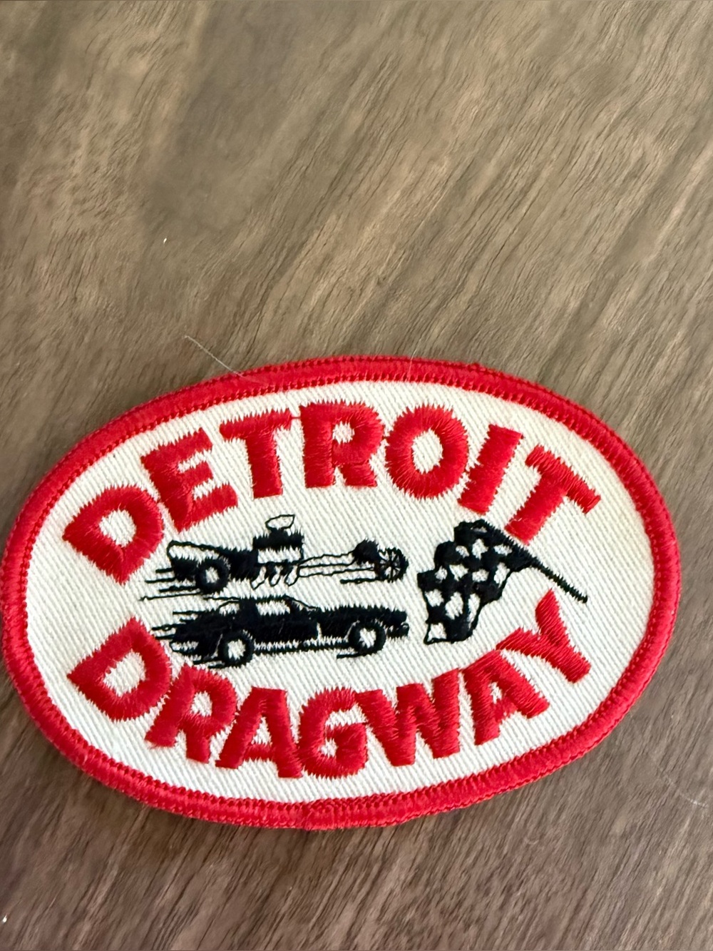 Detroit Dragway Embroidered Patch - Red & White